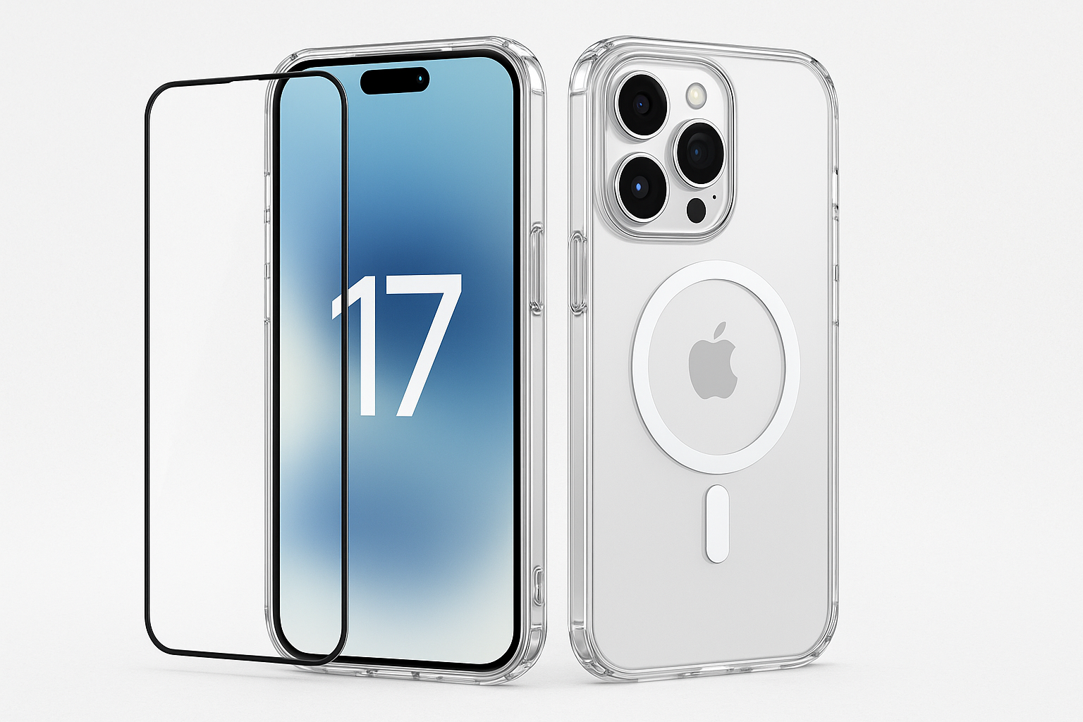 FNTCASE Clear Magnetic Case for iPhone 17 Pro Max: Slim Protection with Built‑In Screen Guard