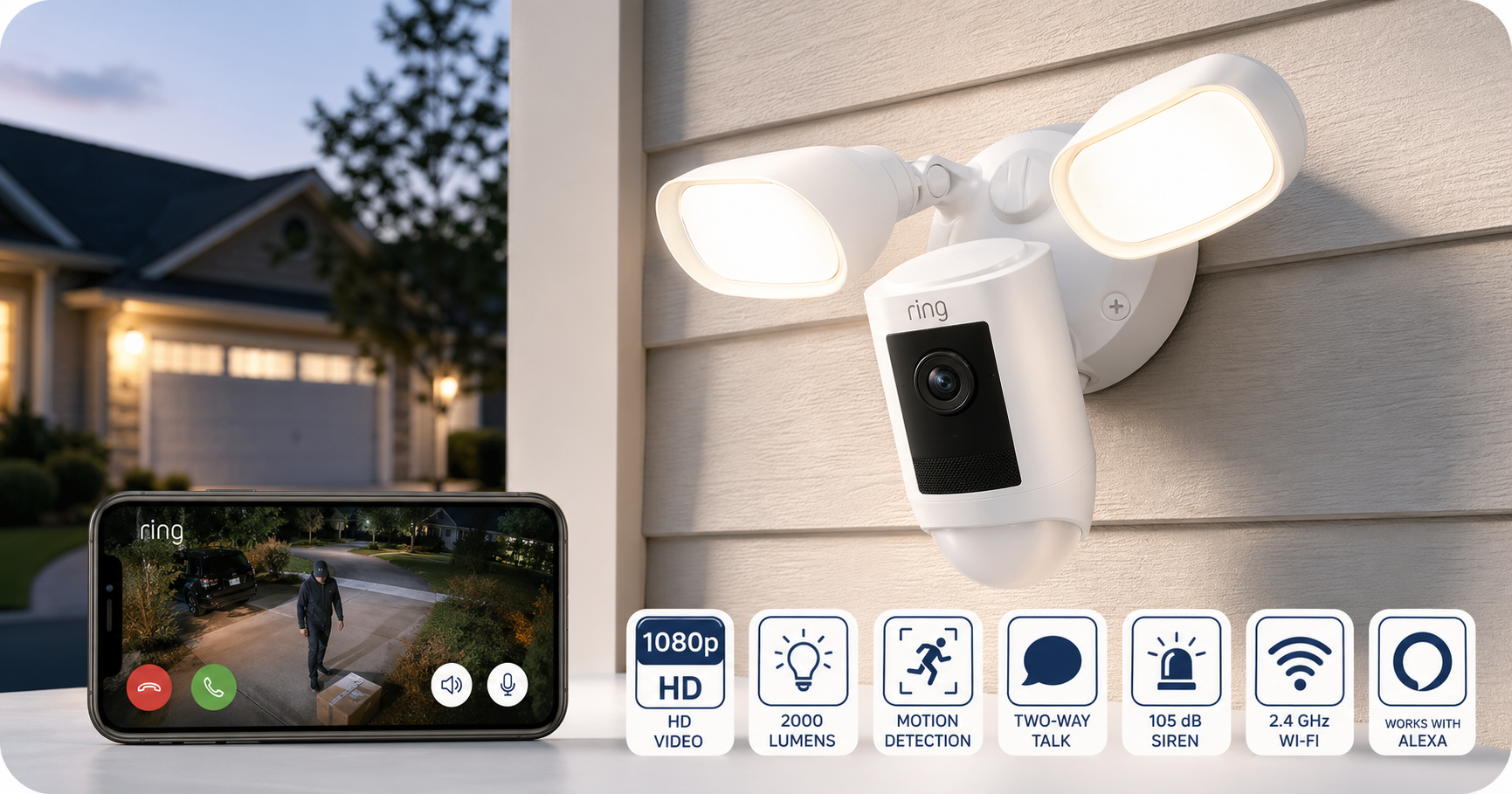 Ring Floodlight Cam Wired Plus Review: Reliable, Hardwired Outdoor Security with Bright LED Coverage