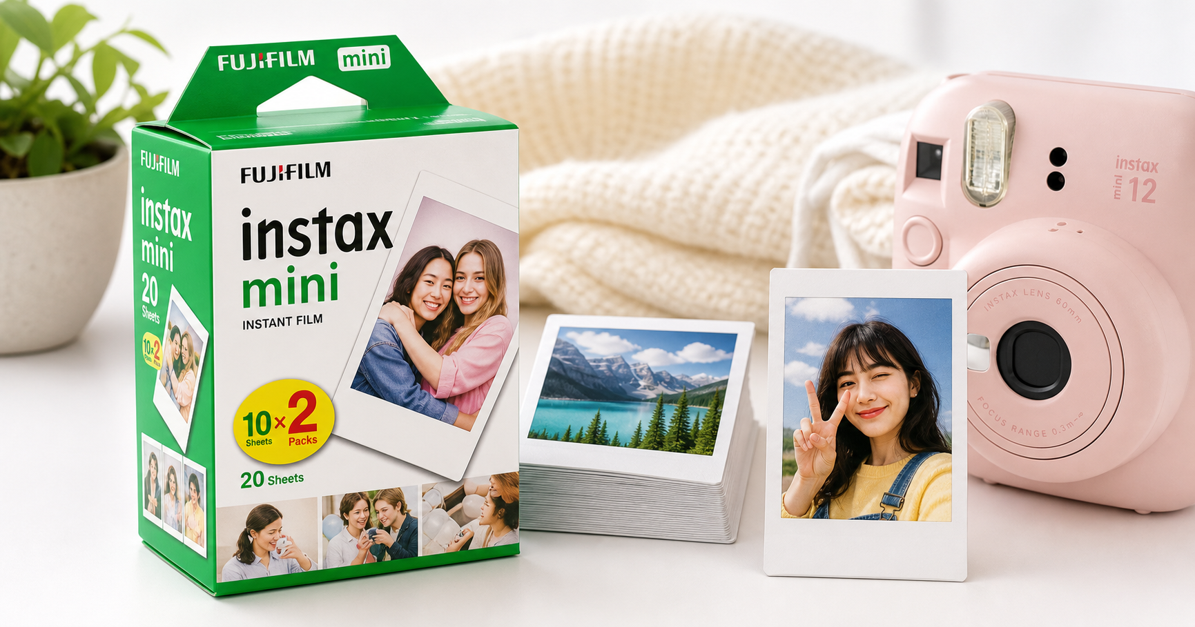 FUJIFILM Instax Mini Instant Film Twin Pack (White), 20 Photos – Reliable Everyday Instant Film