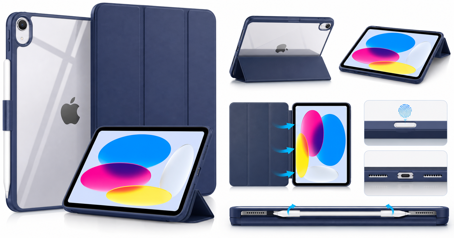 MoKo Slim Stand Case for iPad (A16) 11th Gen 11" & iPad 10th Gen 10.9" – A Practical Everyday Cover with Translucent Back