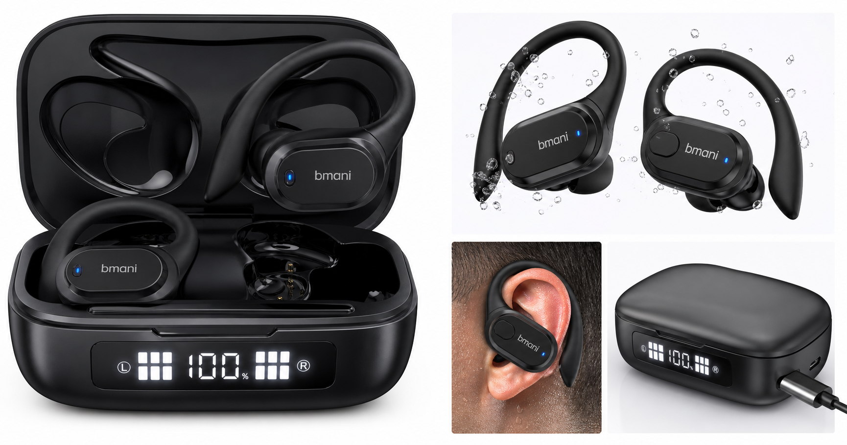 bmani Ear Buds Wireless Earbuds (T16, Black) Review: Long-Play Sports Hooks on a Budget